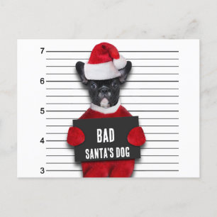 Funny Kerstmis Mugshot Bad Santa's Dog Feestdagenkaart