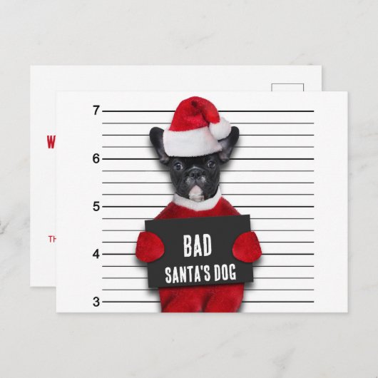 Funny Kerstmis Mugshot Bad Santa's Dog Feestdagenkaart (Voorkant / Achterkant)
