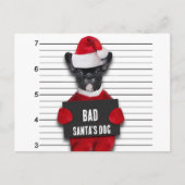 Funny Kerstmis Mugshot Bad Santa's Dog Feestdagenkaart (Voorkant)
