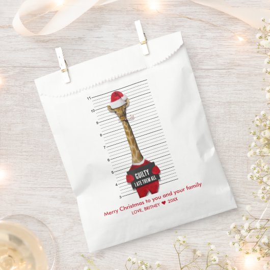 Funny Kerstmis Mugshot Guilty Giraffe Bedankzakje (Geknipt)