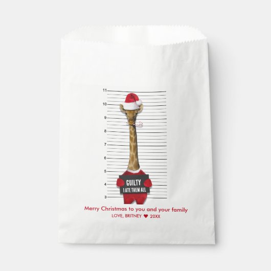 Funny Kerstmis Mugshot Guilty Giraffe Bedankzakje (Voorkant)