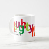 Funny Kerstmis Naughty Typography Monogram Koffiemok (Voorkant links)