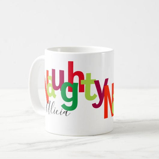 Funny Kerstmis Naughty Typography Monogram Koffiemok (Voorkant links)