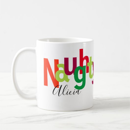 Funny Kerstmis Naughty Typography Monogram Koffiemok (Links)
