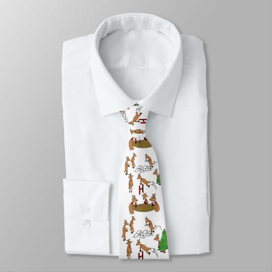 Funny Kerstmis Necktie Reindeer Spellen Stropdas (Gebonden)