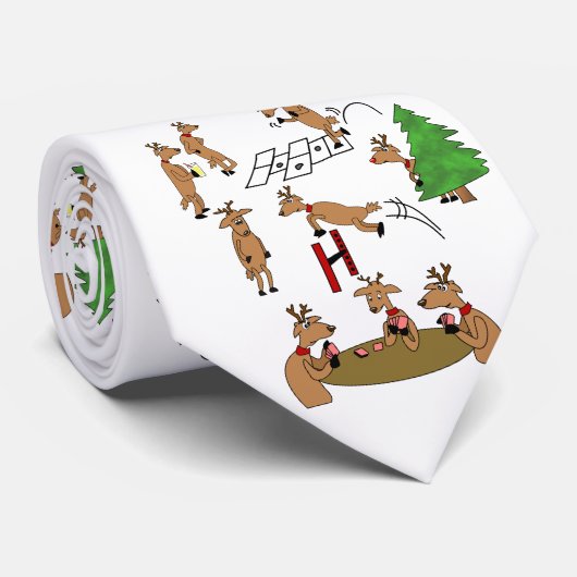 Funny Kerstmis Necktie Reindeer Spellen Stropdas (Opgerold)