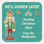 Funny Kerstmis Nutcracker Cashew Mistletoe Custom Vierkante Sticker (Voorkant)