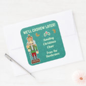 Funny Kerstmis Nutcracker Cashew Mistletoe Custom Vierkante Sticker (Envelop)