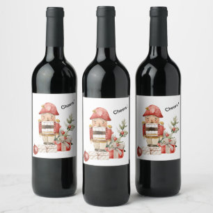 Funny Kerstmis Nutkraker Wine Label Wijn Etiket
