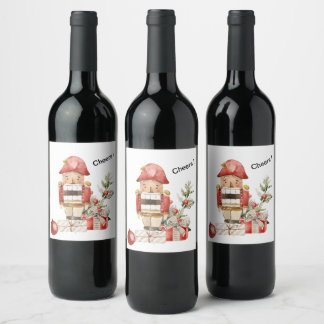 Funny Kerstmis Nutkraker Wine Label Wijn Etiket