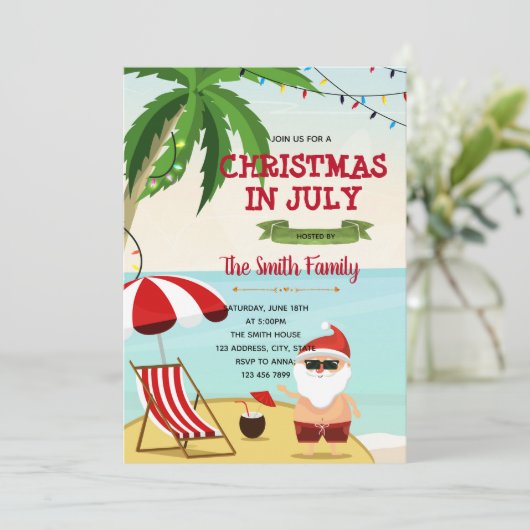 Funny kerstmis op uitnodiging van juli (Staand voorkant)