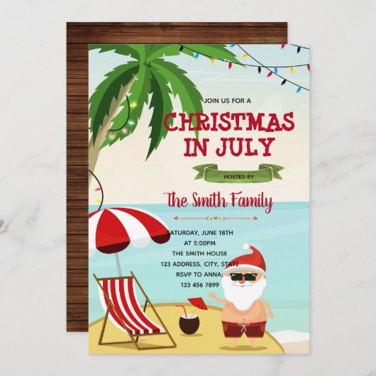 Funny kerstmis op uitnodiging van juli (Voorkant / Achterkant)