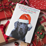 Funny Kerstmis Pandemic Year Quarantine Feestdagenkaart<br><div class="desc">Ik sta op nieuwjaarsdag om niet in het nieuwjaar te zien, maar om ervoor te zorgen dat deze ene woofing achterblijft! Voeg een beetje humor toe en wens je graag toe met de grappige New Years Eve Santa Pandemic Kaart en Black Labrador Santa Dog. Achterzijde: Cheers ... Naar een kort...</div>