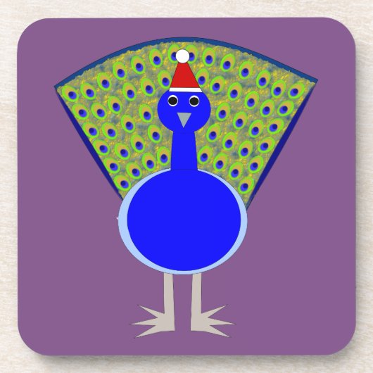 Funny Kerstmis Peacock Bier Onderzetter (Voorkant)