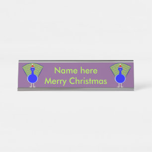 Funny Kerstmis Peacock gepersonaliseerd Bureau Naambordje