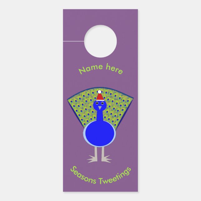 Funny Kerstmis Peacock gepersonaliseerd Deurhanger (Voorkant)