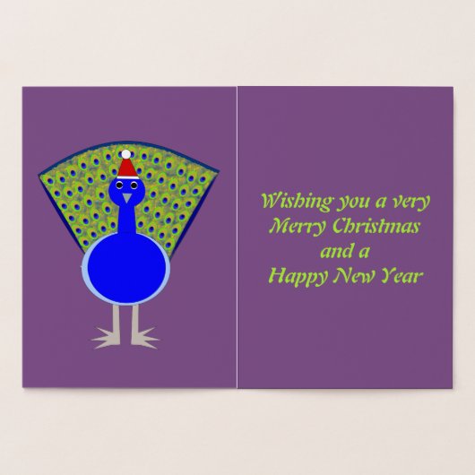 Funny Kerstmis Peacock gepersonaliseerd Folie Kaarten (Binnen)