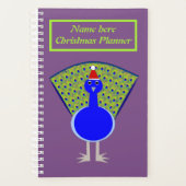 Funny Kerstmis Peacock gepersonaliseerd Planner (Voorkant)