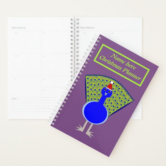 Funny Kerstmis Peacock gepersonaliseerd Planner (Display)