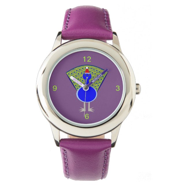Funny Kerstmis Peacock Horloge (Voorkant)