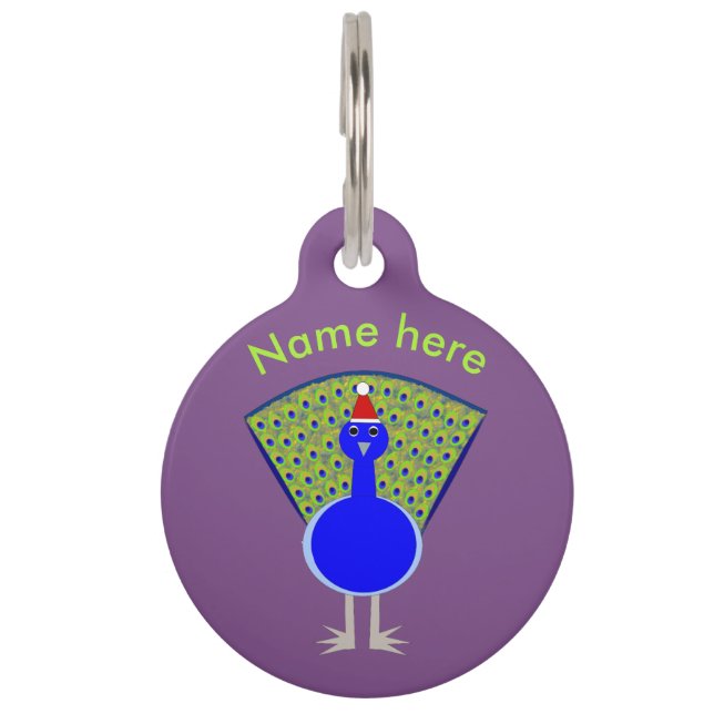 Funny Kerstmis Peacock Huisdierpenning (Voorkant)