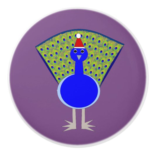 Funny Kerstmis Peacock Keramische Knop (Voorkant)
