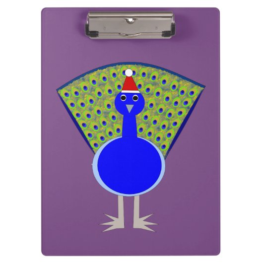 Funny Kerstmis Peacock Klembord (Voorkant)
