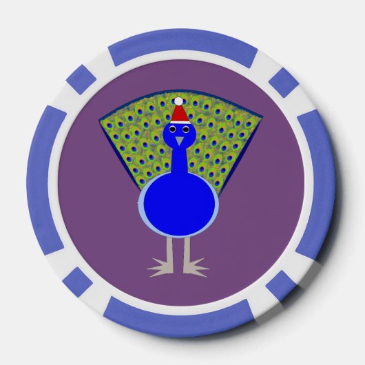 Funny Kerstmis Peacock Poker Chips (Achterkant)