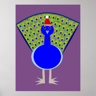 Funny Kerstmis Peacock Poster