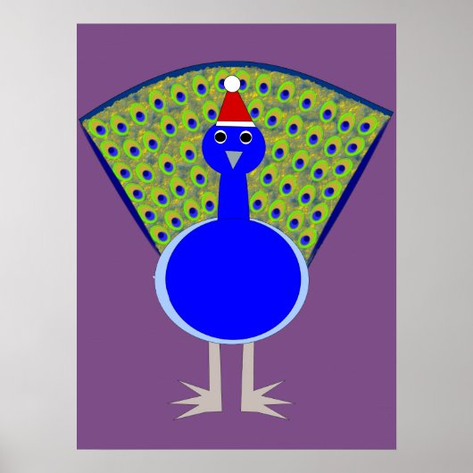 Funny Kerstmis Peacock Poster (Voorkant)