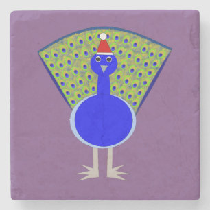 Funny Kerstmis Peacock Stenen Onderzetter