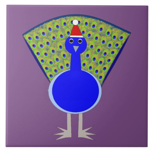Funny Kerstmis Peacock Tegeltje (Voorkant)