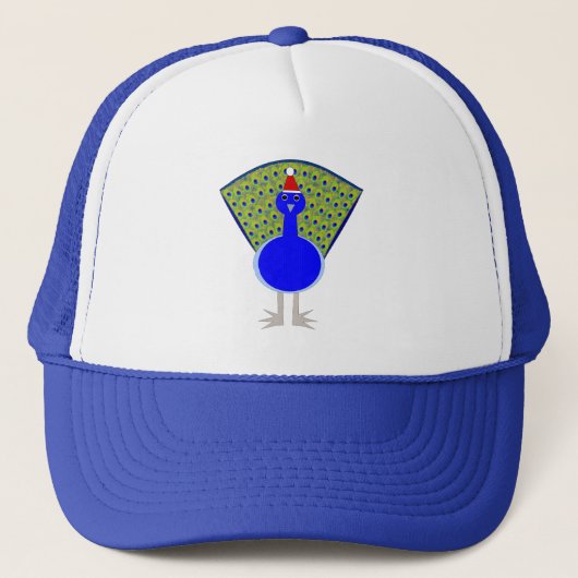 Funny Kerstmis Peacock Trucker Pet (Voorkant)
