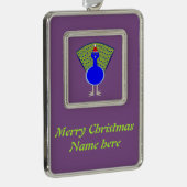 Funny Kerstmis Peacock Verzilverd Omlijst Ornament (Rechts)