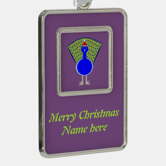 Funny Kerstmis Peacock Verzilverd Omlijst Ornament (Rechts)