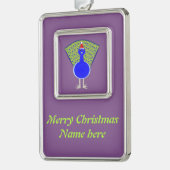 Funny Kerstmis Peacock Verzilverd Omlijst Ornament (Links)