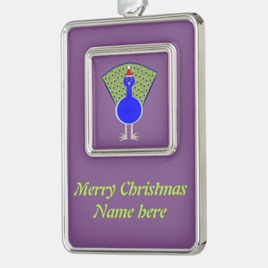Funny Kerstmis Peacock Verzilverd Omlijst Ornament (Links)
