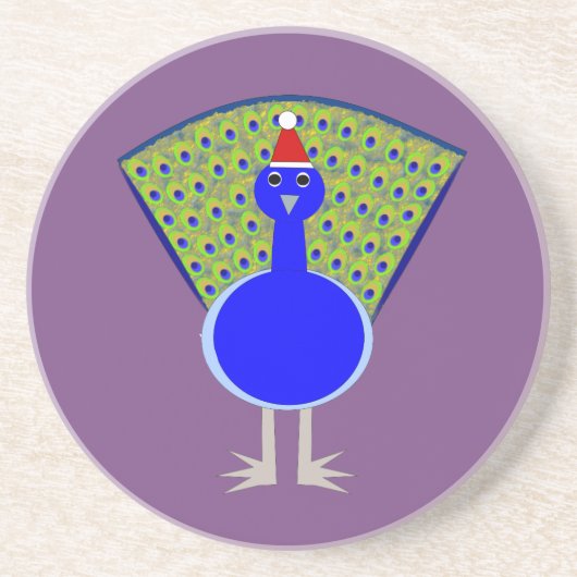 Funny Kerstmis Peacock Zandsteen Onderzetter (Voorkant)