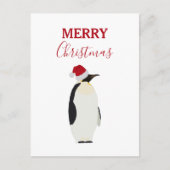 Funny Kerstmis Penguin Funny Animal Santa Hat Feestdagenkaart (Voorkant)