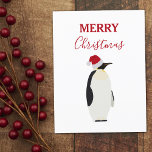 Funny Kerstmis Penguin Funny Animal Santa Hat Feestdagenkaart<br><div class="desc">Een grappige pinguïn die in de kerstsfeer komt door een kersthoed te dragen. Unieke kerstillustratie die je vrienden en familie tot giggle zal maken. Ideaal voor kerstontwerpen voor uw kerstdecor en cadeaus.</div>