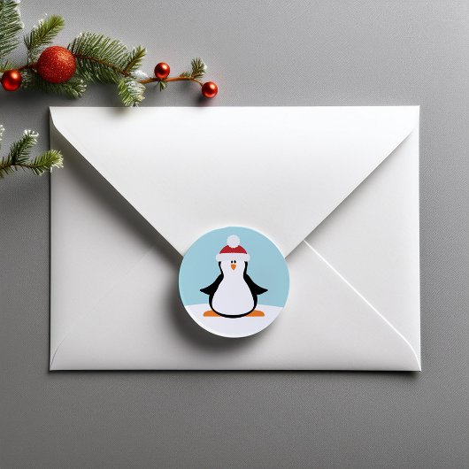 Funny Kerstmis Penguin Ronde Sticker
