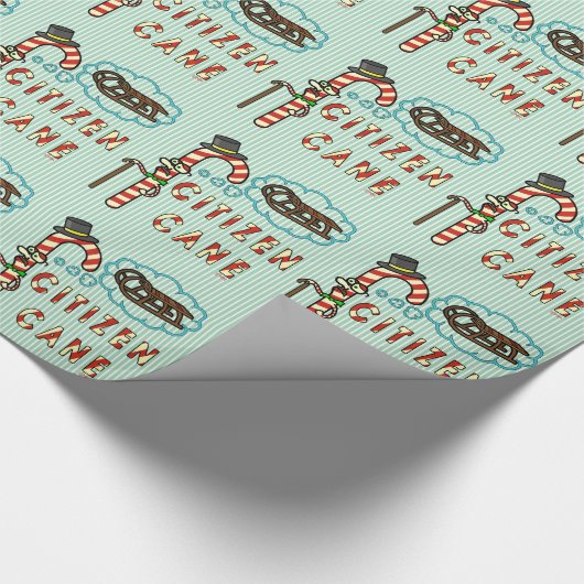 Funny Kerstmis Pun Citizen Cane Holiday Humor Cadeaupapier (Hoek)