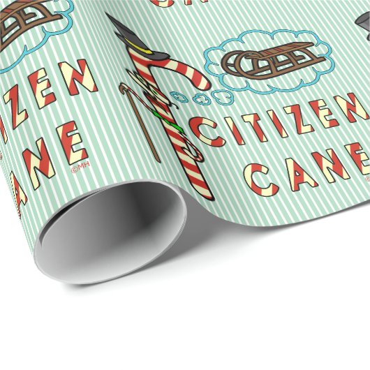 Funny Kerstmis Pun Citizen Cane Holiday Humor Cadeaupapier (Rol Hoek)