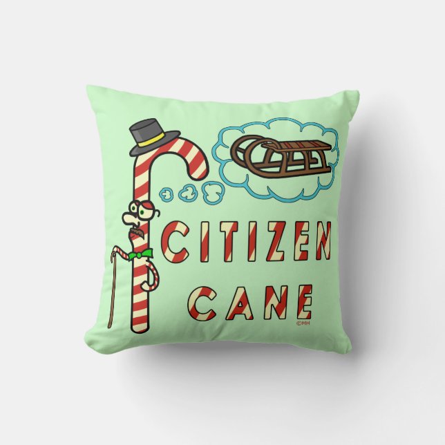 Funny Kerstmis Pun Citizen Cane Kussen (Voorkant)