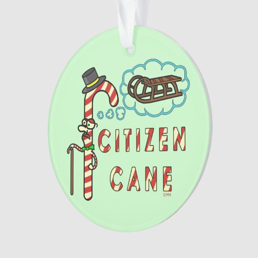 Funny Kerstmis Pun Citizen Cane Ornament (voorkant)