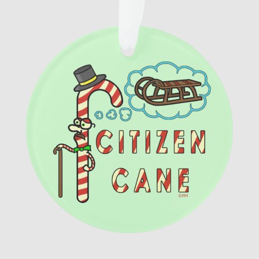 Funny Kerstmis Pun Citizen Cane Ornament (voorkant)