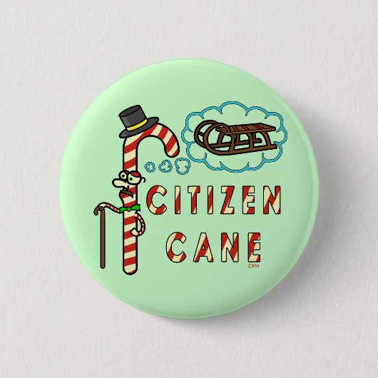 Funny Kerstmis Pun Citizen Cane Ronde Button 5,7 Cm (Voorkant)