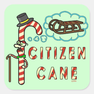 Funny Kerstmis Pun Citizen Cane Vierkante Sticker