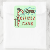 Funny Kerstmis Pun Citizen Cane Vierkante Sticker (Tas)