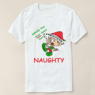 Funny Kerstmis Shirt Naughty Overweldigd Elf